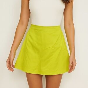 Tanya Taylor bright lime green mini skirt
